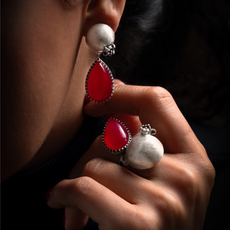 گوشواره نقره انار